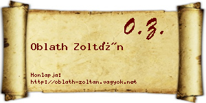 Oblath Zoltán névjegykártya